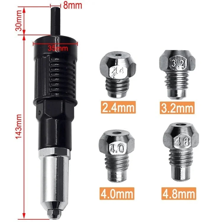 Drill Rivet Adapter Set — Convert Any Drill Into a Riveting Tool
