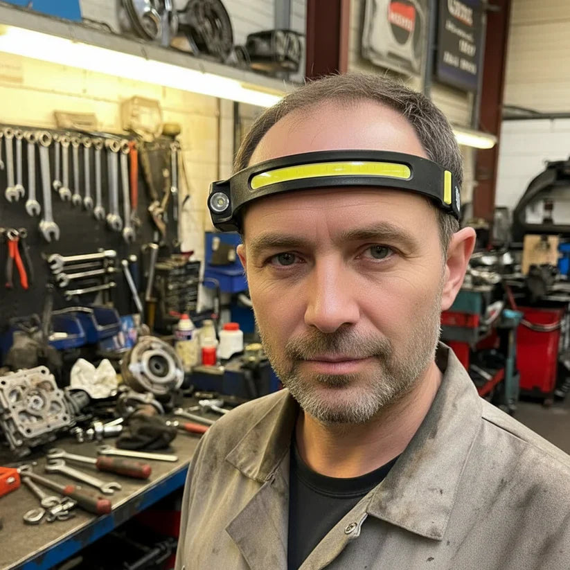 230° LED Headlamp — Rechargeable Wide-Beam Motion Sensor Light