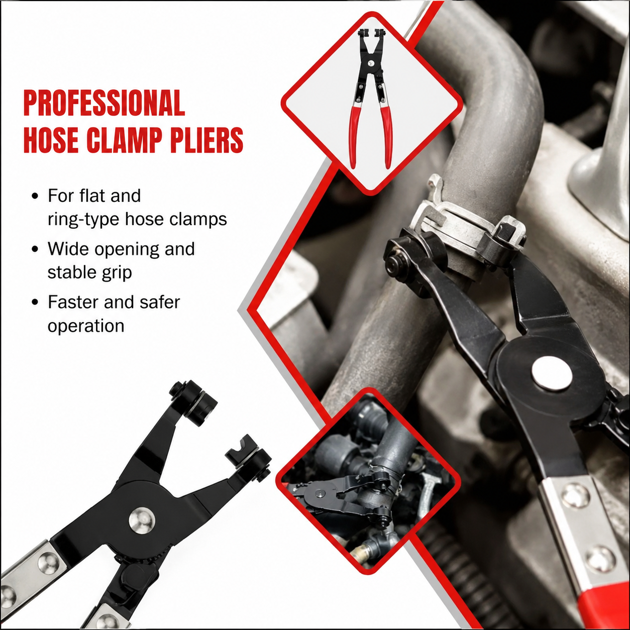 Hose Clamp Pliers Set — Straight & Angled Spring Clamp Tool Kit