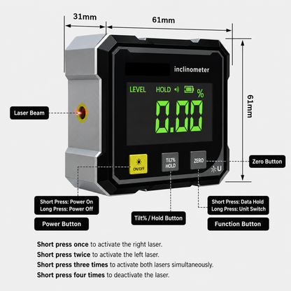 Digital Angle Finder — Dual-Laser Magnetic Measuring Tool